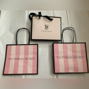 3 Victoria's Secret Pink/Black Gift Bags